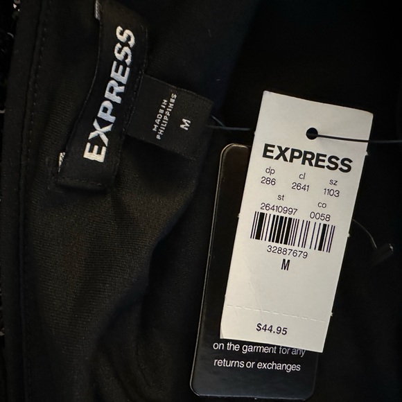 EXPRESS Black Sequin Spaghetti Strap Crop Top NWT - Picture 5 of 5